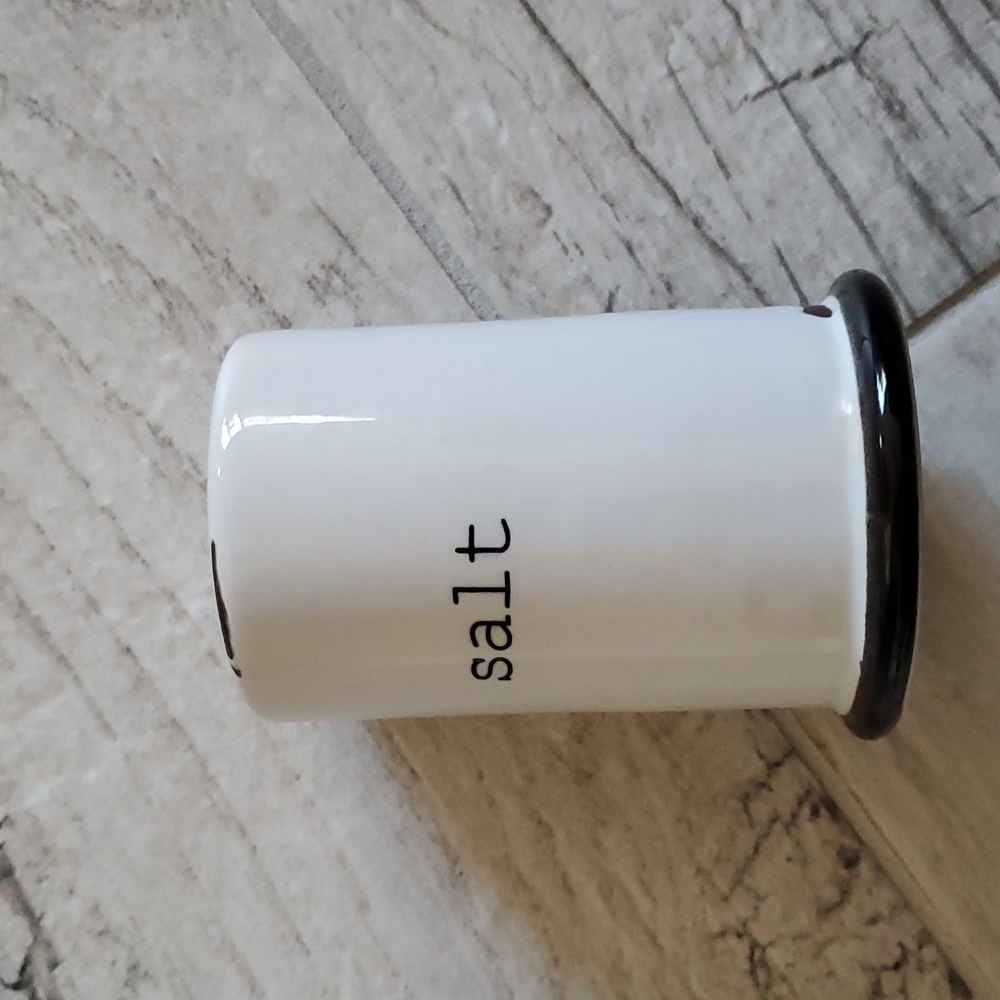 Ceramic Salt Shaker White and Black  Rustic